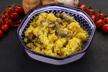 Rice with Chicken hearts