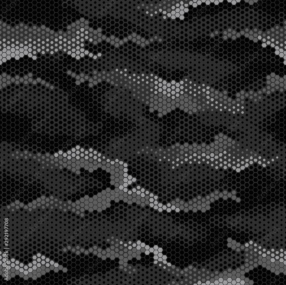 Wall mural digital geomteric hexagon camouflage stealth pattern - Wall murals