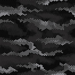 Digital geomteric hexagon camouflage stealth pattern - obrazy, fototapety, plakaty