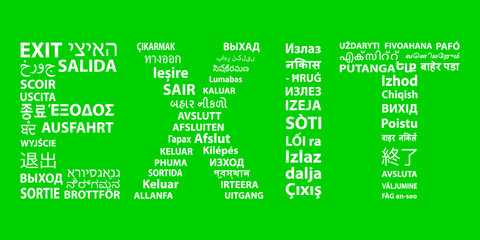 The word EXIT is in sixty-eight languages