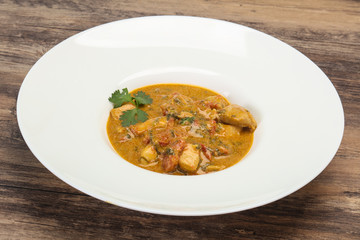 Traditional thai curry chicken soup