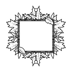 autumn square frame with leafs decoration
