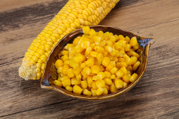 Young corn seeds in the bowl