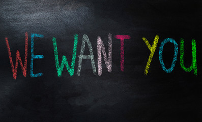 handwriting we want you on chalkboard