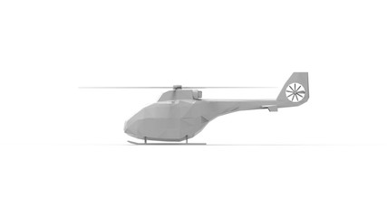 3d rendering of a low poly helicopter isolated in white studio background