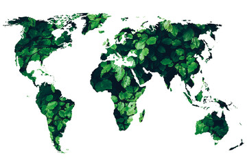 green world map - green renewable sustainable economy