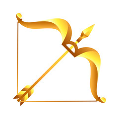 Sagittarius zodiac sign, golden horoscope symbol.