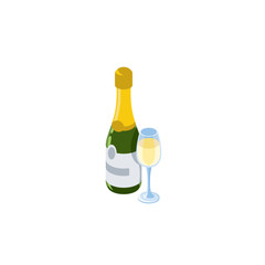 Champagne. Vector 3d isometric, color web icons set, new flat style. Creative illustration design, idea for infographics.