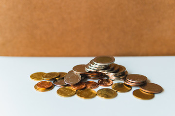 Closeup stack coins using as business banking and financial concept