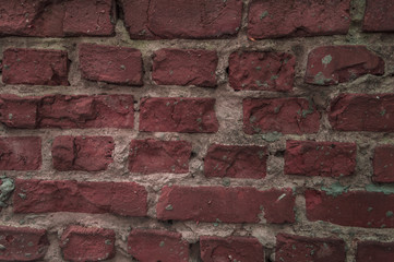 Texture of dirty wall from dark  red bricks
