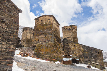 Traditional ancient Svan Towers in Ushguli village, Svaneti, Caucasus, Georgia - 292205729