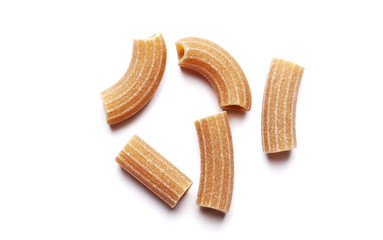 Uncooked pasta isolated on white background