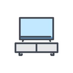 TV stand color line icon. Furniture vector outline colorful sign.