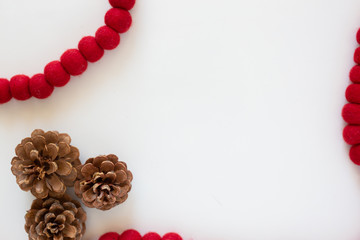 Pinecone and Red Felt Beads