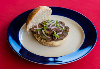 Goan Beef tongue bread/ burger