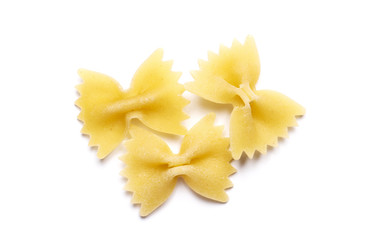 Uncooked pasta isolated on white background