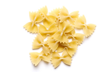 Uncooked pasta isolated on white background