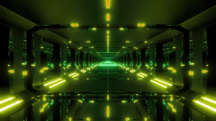 dark futuristic sci-fi glass tunnel 3d illustration background wallpaper