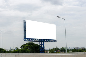 The large blank billboard with the sky, ready to use for new mockup advertisement, marketing street media and backgroud concept
