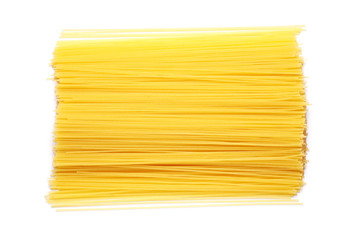 Raw spaghetti isolated on white background