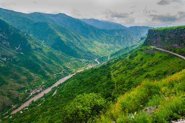 Fototapeta na wymiar The Debed river canyon with beautiful mountains, Armenia