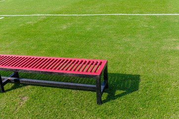 Reserve chair and staff coach bench in sport stadium