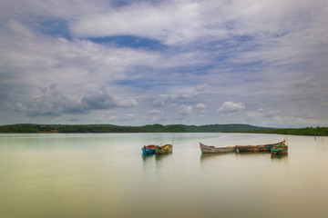 Beautiful monsoon fishing landscape in India