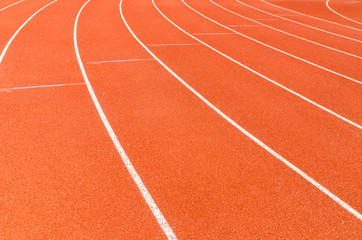 The running line track rubber lanes in sport stadium