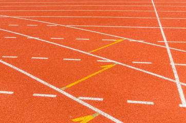 The running line track rubber lanes in sport stadium