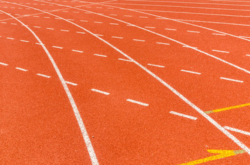 The running line track rubber lanes in sport stadium