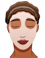 African american woman with pink face mask
