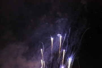 fireworks, night sky, stars