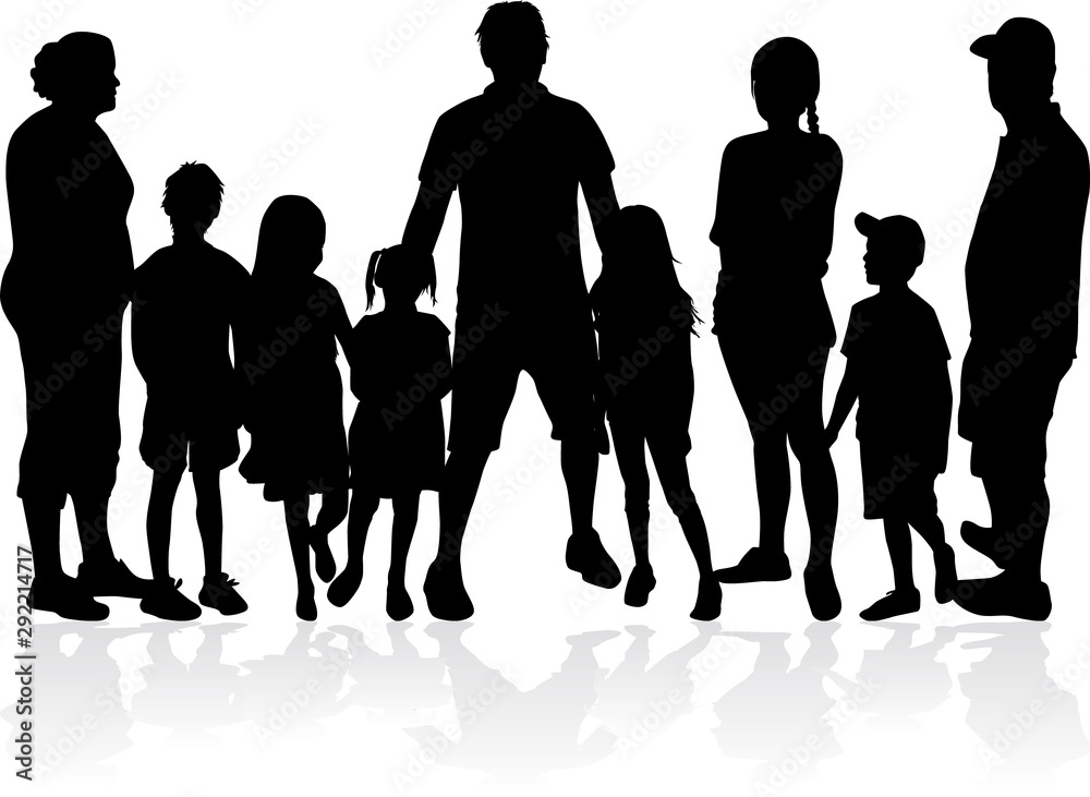 Poster family of silhouettes. vector work.