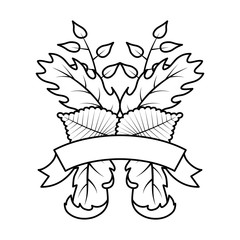 autumn leafs foliage with ribbon seasonal decoration