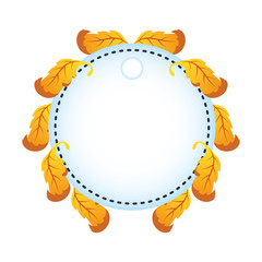 autumn circular frame with leafs decoration