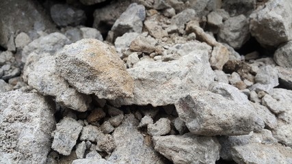 Concrete debris on a construction site