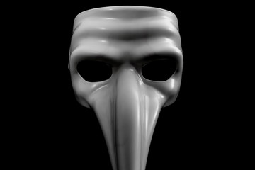 Mask with long nose is isolated on black