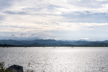 Fototapeta premium Views of the lake and mountains.