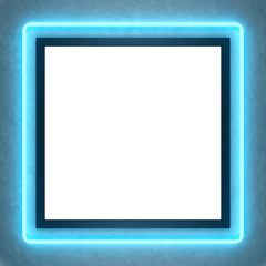 Square Neon Light in Wall. Background, 3D Rendering.