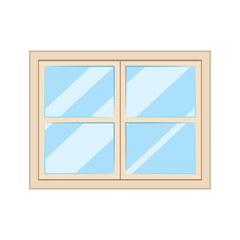 white window, glass frame interior construction isolated