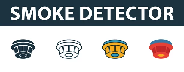 Fotobehang Smoke Detector icon set. Premium symbol in different styles from fire safety icons collection. Creative smoke detector icon filled, outline, colored and flat symbols © Anton Shaparenko