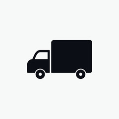 Simple truck silhouette, delivery icon. Vector illustration