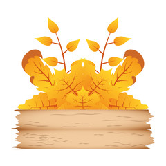 autumn branch with leafs and wooden label decorative crown