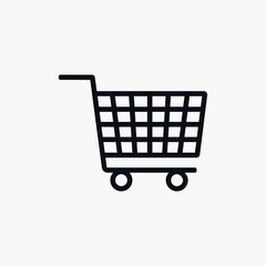 Shopping icon vector. Shopping cart icon on white background