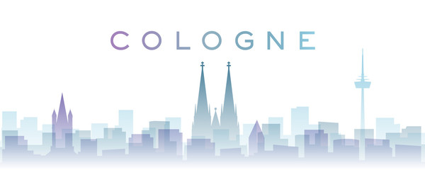 Cologne Transparent Layers Gradient Landmarks Skyline - obrazy, fototapety, plakaty