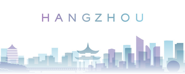 Hangzhou Transparent Layers Gradient Landmarks Skyline