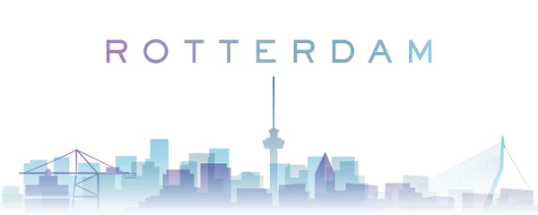 Foto op Plexiglas Rotterdam Rotterdam Transparante Lagen Gradiënt Oriëntatiepunten Skyline