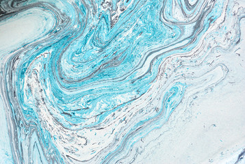 Fototapeta premium Blue marble abstract acrylic background. Marbling artwork texture. Liquid acrylic pattern