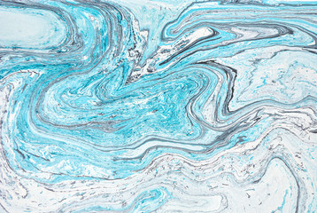 Blue marble abstract acrylic background. Marbling artwork texture. Liquid acrylic pattern