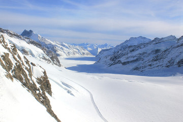 aletsch glacier seen from the jungfraujoch in the bernese oberland